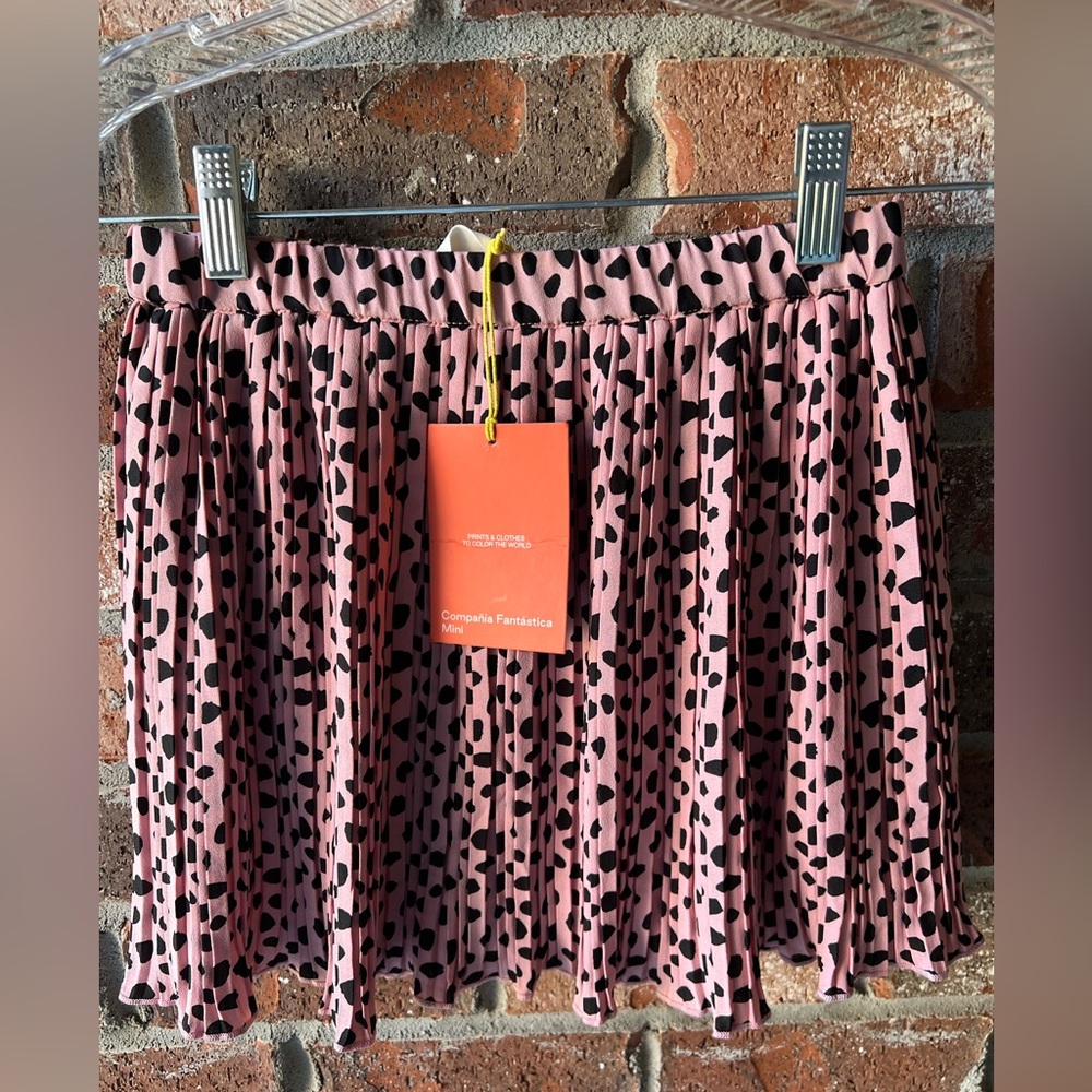 Kids Pink Polka Dot Pleated Skirt -